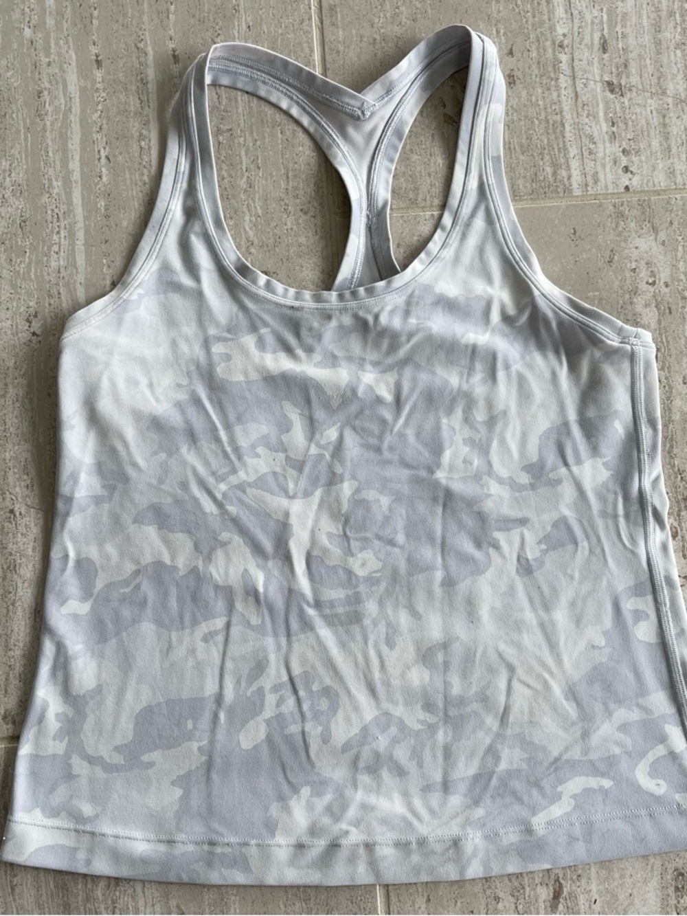 Lululemon Cool Racerback Short Tank Top Incognito Camo Multi Grey White Size 6